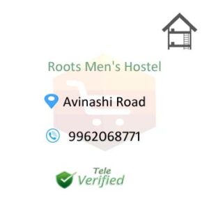 Roots PG for Men Hostel Accommodation Rooms Avinashi Road  9962068771